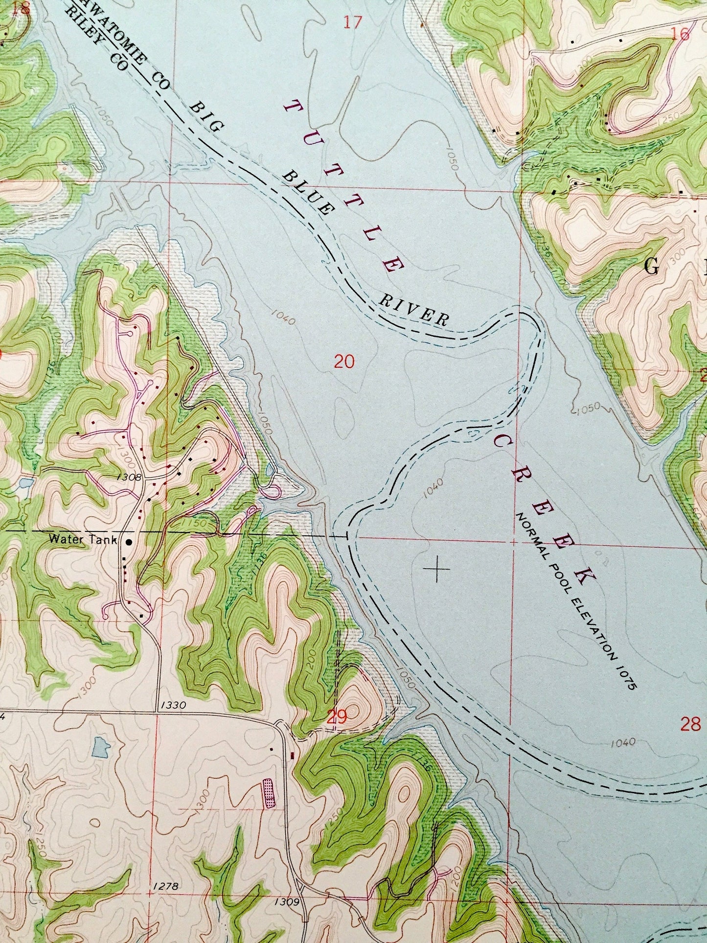 Antique Olsburg, Kansas 1964 US Geological Survey Topographic Map – Sherman, Green, Grant, Wild Cat, Manhattan, Riley, Tuttle Creek Lake, KS