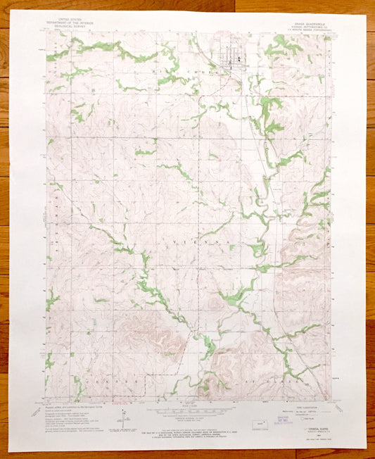 Antique Onaga, Kansas 1964 US Geological Survey Topographic Map – Lone Tree, Mill Creek, Grant, Sherman, Vienna, Lincoln, Center, St. Clere
