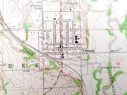 Antique Onaga, Kansas 1964 US Geological Survey Topographic Map – Lone Tree, Mill Creek, Grant, Sherman, Vienna, Lincoln, Center, St. Clere
