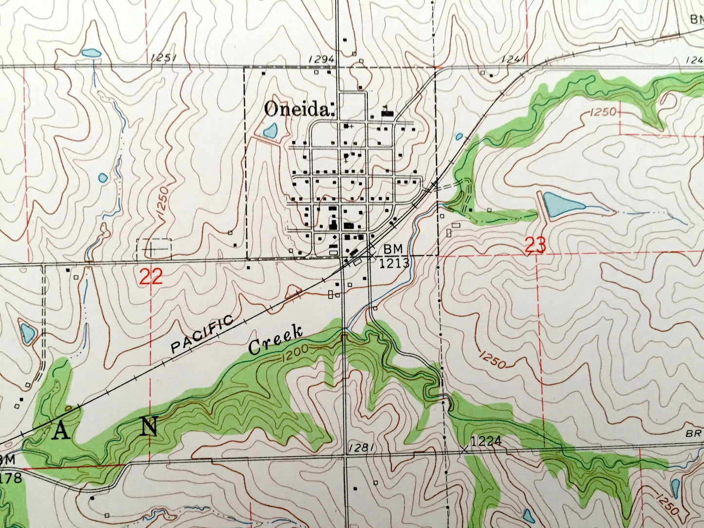 Antique Oneida, Kansas 1961 US Geological Survey Topographic Map – Gilman, Rock Creek, Adams, Capioma, Nemaha County