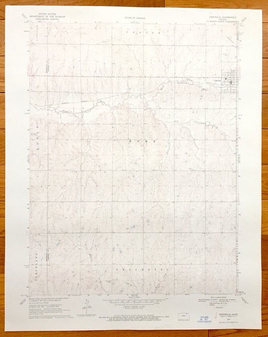 Antique Centralia, Kansas 1969 US Geological Survey Topographic Map – Center, Home, Neuchatel, Nemaha County, Marshall County, Vermillion