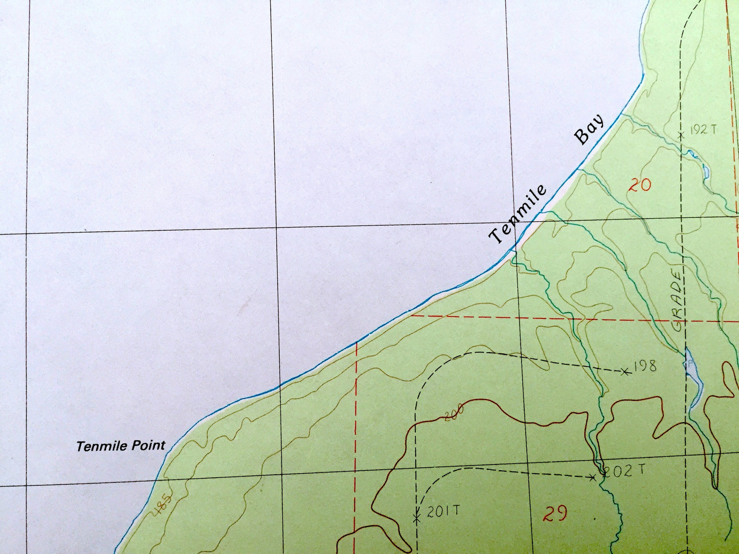Antique Tenmile Point, Michigan, 1982 US Geological Survey Topographic Map – Ontonagon, Lake Superior, West Sleeping River, Tenmile Bay, MI