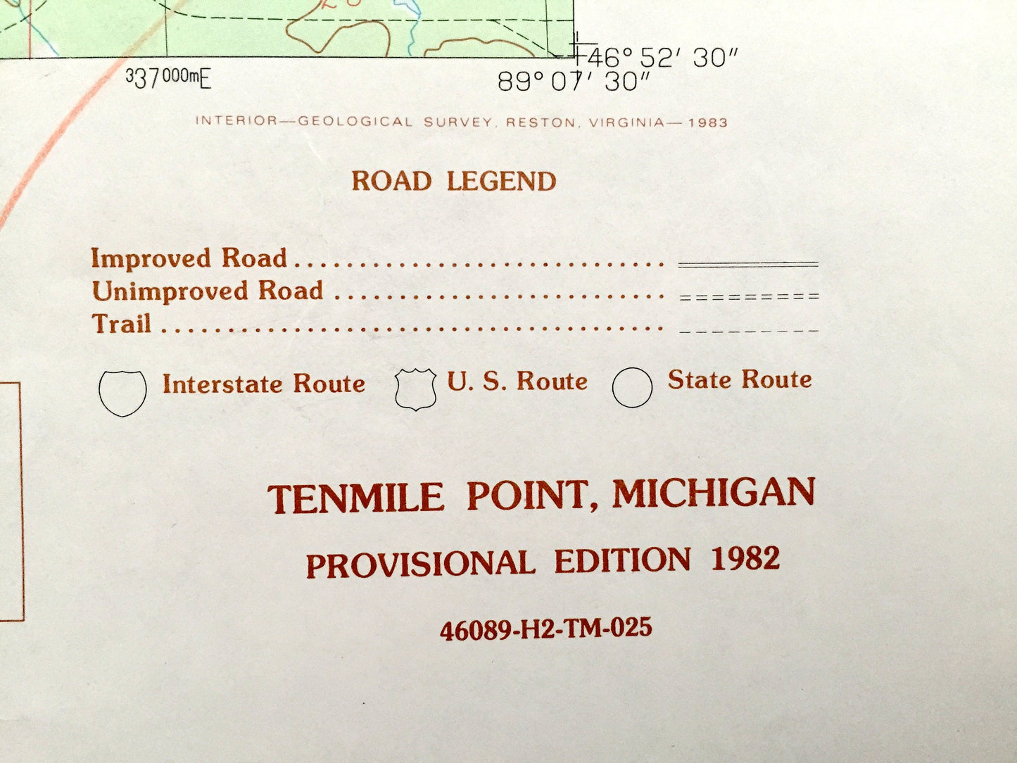 Antique Tenmile Point, Michigan, 1982 US Geological Survey Topographic Map – Ontonagon, Lake Superior, West Sleeping River, Tenmile Bay, MI