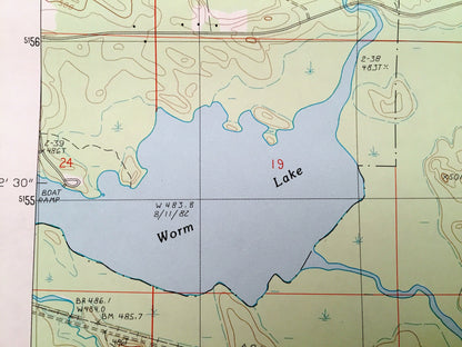 Antique Vermilac, Michigan, 1985 US Geological Survey Topographic Map – Covington, Copper Country State Forest, L'Anse, Worm Lake, Baraga