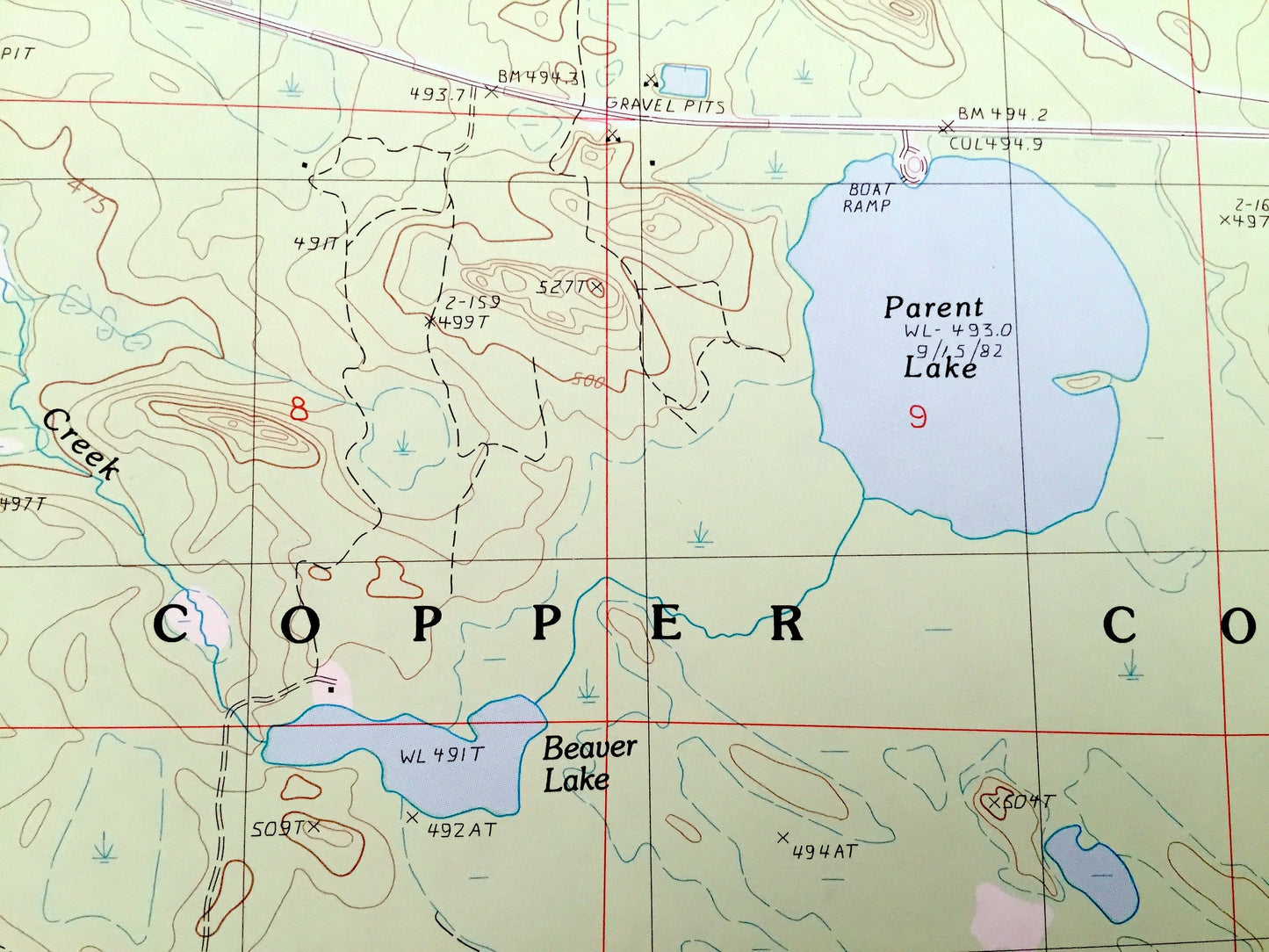 Antique Vermilac, Michigan, 1985 US Geological Survey Topographic Map – Covington, Copper Country State Forest, L'Anse, Worm Lake, Baraga