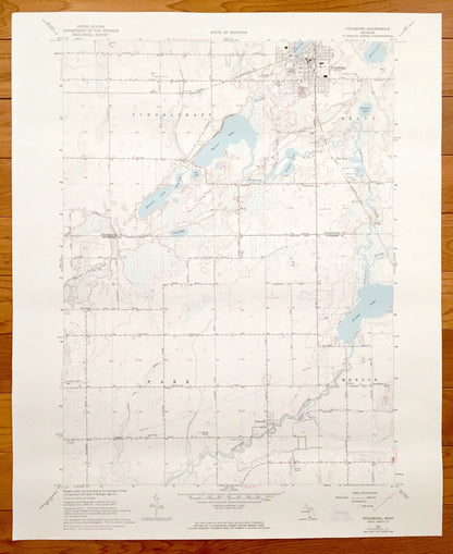 Antique Vicksburg, Michigan 1967 US Geological Survey Topographic Map – Mendon, Brady, School Craft, Park, Parkville, Barton Lake, MI