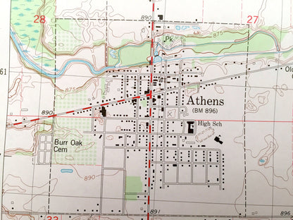 Antique Union City, Michigan 1982 US Geological Survey Topographic Map – Burlington, Athens, Sherwood, Union, Calhoun County, Branch County