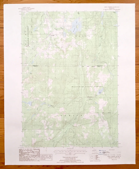 Antique Green Timbers, Michigan 1986 US Geological Survey Topographic Map – Corwith, Nunda, Wilmont, Trowbridge, Wildwood Lake