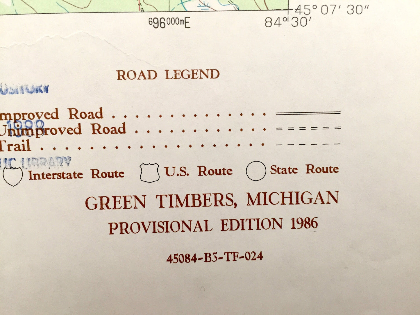 Antique Green Timbers, Michigan 1986 US Geological Survey Topographic Map – Corwith, Nunda, Wilmont, Trowbridge, Wildwood Lake