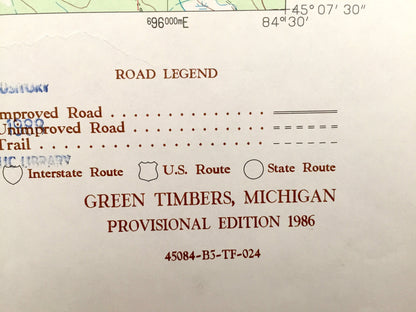 Antique Green Timbers, Michigan 1986 US Geological Survey Topographic Map – Corwith, Nunda, Wilmont, Trowbridge, Wildwood Lake