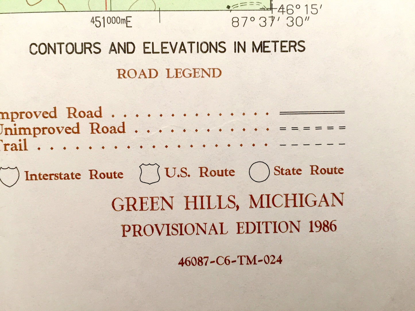 Antique Green Hills, Michigan 1986 US Geological Survey Topographic Map – Escanaba River State Forest, Tilden, Marquette County, Drake Lake