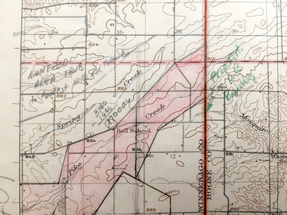 Antique Belvidere, Illinois 1918 US Geological Survey Topographic Map – Winnebago, Boone County, Caledonia, Guilford, Bonus, Wisconsin IL