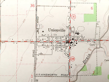 Antique Sebewaing, Michigan 1963 US Geological Survey Topographic Map –  Columbia, Unionville, Akron, Saginaw Bay, Huron & Tuscola Counties