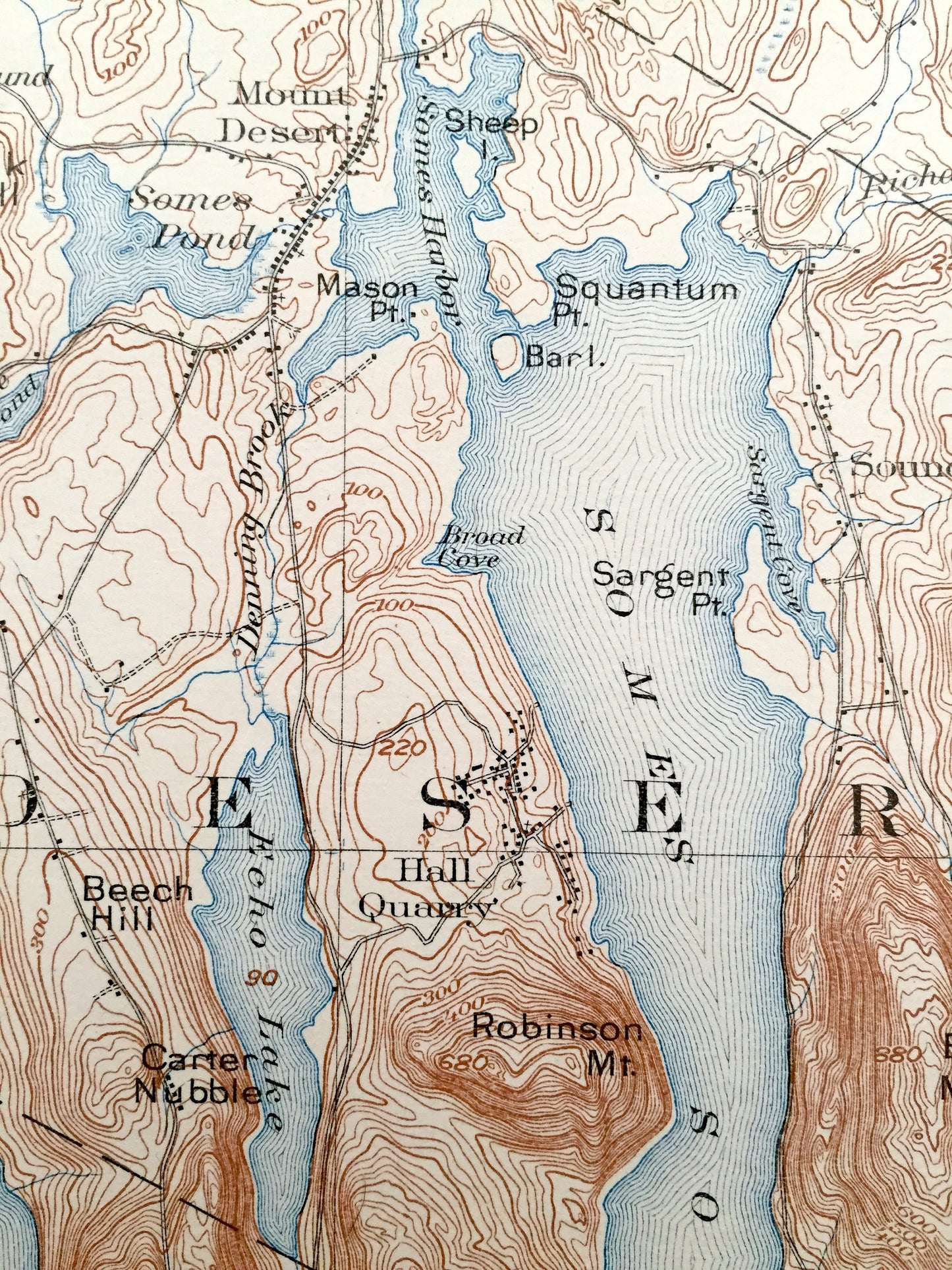 Antique Mount Desert, Maine 1904 US Geological Survey Topographic Map – Tremont, Eden, Blue Hill, Acadia Park, Southwest, Bar Harbor, ME Mt
