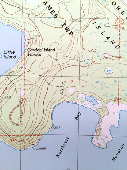Antique Hog Island, West, Michigan 1986 US Geological Survey Topographic Map – Lake Michigan, Mackinaw State Forest, St James Township
