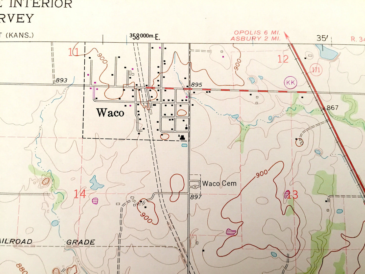 Antique Carl Junction, Missouri & Shawnee, Kansas 1963 US Geological Survey Topographic Map – Smithfield, Klondike, Galena, Joplin
