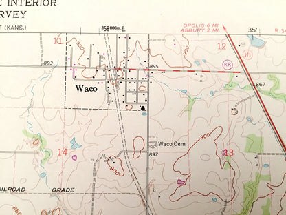 Antique Carl Junction, Missouri & Shawnee, Kansas 1963 US Geological Survey Topographic Map – Smithfield, Klondike, Galena, Joplin