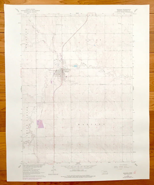 Antique Madison, Nebraska, 1963 US Geological Survey Topographic Map – Green Garden, Union, Fairview, Madison County, Union Pacific Railroad
