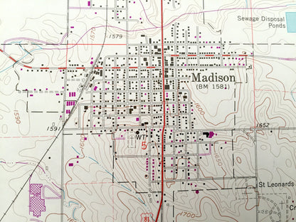 Antique Madison, Nebraska, 1963 US Geological Survey Topographic Map – Green Garden, Union, Fairview, Madison County, Union Pacific Railroad