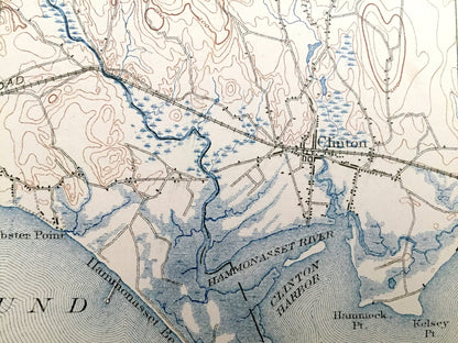 Antique Guilford, Connecticut 1893 US Geological Survey Topographic Map – Madison, Clinton, Killingworth, Durham, Haddam, Saybrook, Coast CT