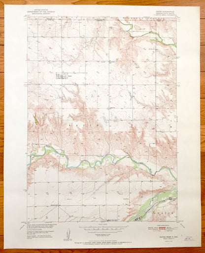 Antique Naper, Nebraska & Pleasant Valley, South Dakota 1951 US Geological Survey Topographic Map – Basin, Dustin, Ellston, McCully