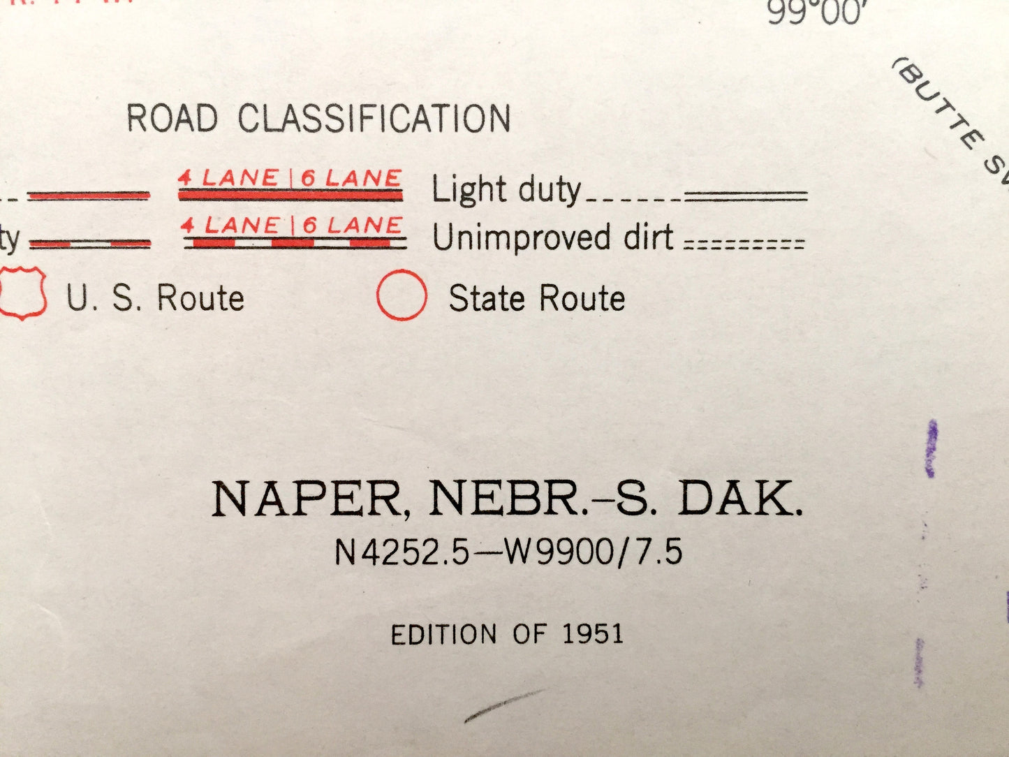 Antique Naper, Nebraska & Pleasant Valley, South Dakota 1951 US Geological Survey Topographic Map – Basin, Dustin, Ellston, McCully