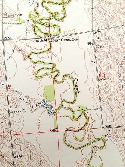 Antique Litchfield, Nebraska 1951 US Geological Survey Topographic Map – Elk Creek, Scott, Harrison, Algernon, Elm, Sherman & Custer County