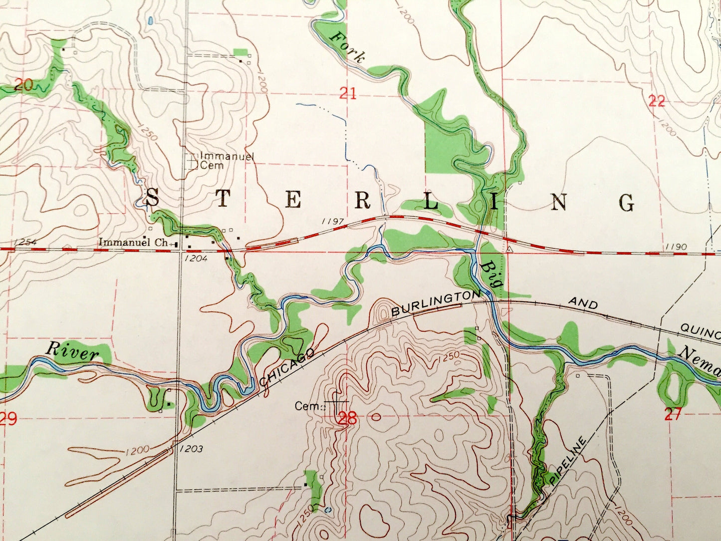 Antique Sterling, Nebraska 1965 US Geological Survey Topographic Map – Vesta, Adams, Hooker, Gage County, Johnson County
