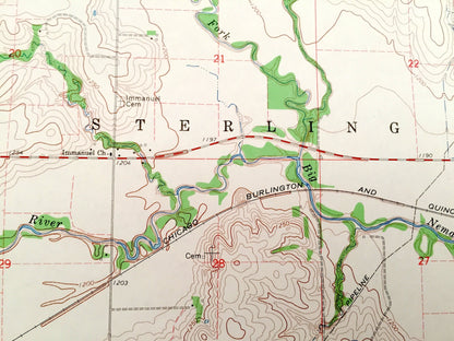 Antique Sterling, Nebraska 1965 US Geological Survey Topographic Map – Vesta, Adams, Hooker, Gage County, Johnson County
