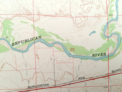 Antique Haigler, Nebraska & Nutty Combe, Kansas 1961 US Geological Survey Topographic Map – Dundy County, Cheyenne County, Republican River