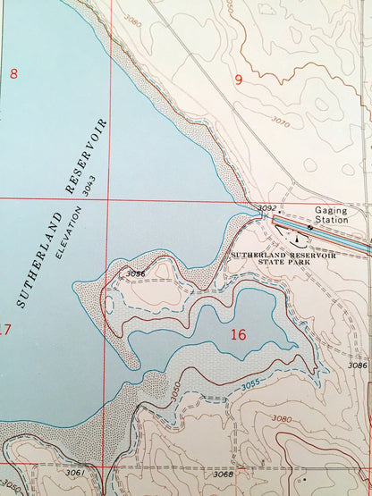 Antique Sutherland Reservoir East, Nebraska 1971 US Geological Survey Topographic Map – Lincoln County, Sutherland State Park, North Platte