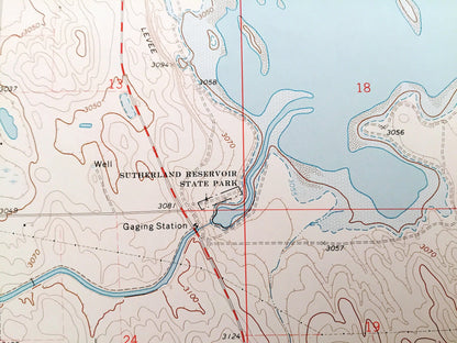 Antique Sutherland Reservoir West, Nebraska 1971 US Geological Survey Topographic Map – Lincoln County, Sutherland State Park, North Platte