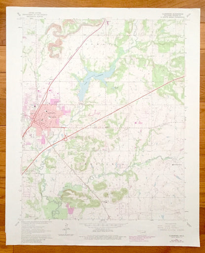 Antique Claremore, Oklahoma 1963 US Geological Survey Topographic Map – Oowala, Verdigris, Degroat, Sequoyah, Rogers County, Lake Claremore