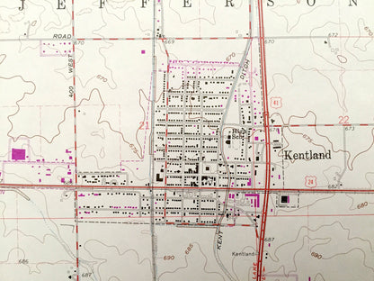 Antique Kentland, Indiana 1961 US Geological Survey Topographic Map – Washington, Iroquois, Jefferson, Grant, Ade, Newton County