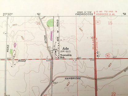 Antique Kentland, Indiana 1961 US Geological Survey Topographic Map – Washington, Iroquois, Jefferson, Grant, Ade, Newton County