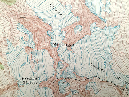 Antique Mt. Logan, Washington 1963 US Geological Survey Topographic Map – North Cascades, Mt Baker, Ragged Ridge, Red Mountain, Glaciers