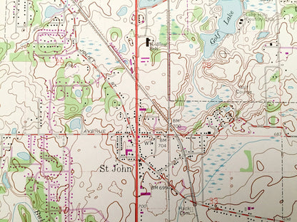 Antique St. John, Indiana 1962 US Geological Survey Topographic Map – Ross, Hanover, Center, Cedar Lake, Schererville, Cook, Lake County