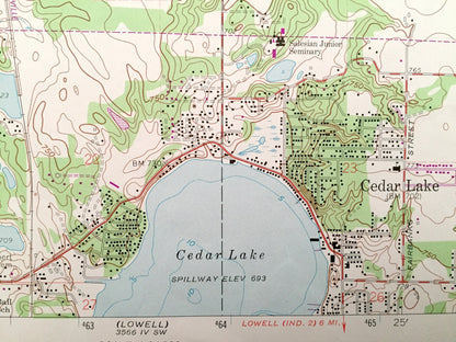 Antique St. John, Indiana 1962 US Geological Survey Topographic Map – Ross, Hanover, Center, Cedar Lake, Schererville, Cook, Lake County