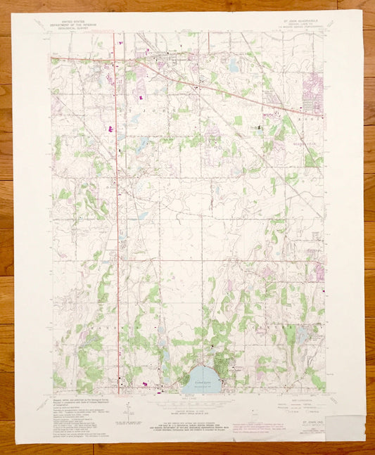 Antique St. John, Indiana 1962 US Geological Survey Topographic Map – Ross, Hanover, Center, Cedar Lake, Schererville, Cook, Lake County