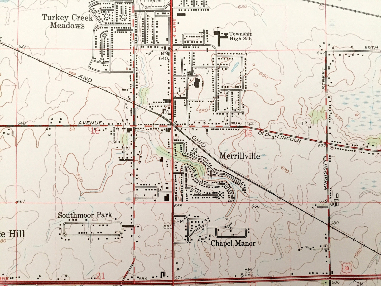 Antique Crown Point, Indiana 1962 US Geological Survey Topographic Map – Ross, Center, Winfield, Merrillville, Ainsworth, Lake County