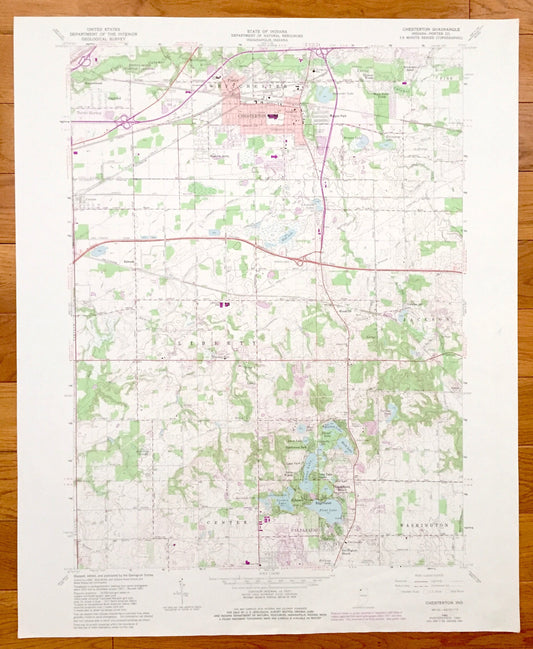 Antique Chesterton, Indiana 1962 US Geological Survey Topographic Map – Westchester, Burns Harbor, Valparaiso, Liberty, Jackson, Porter