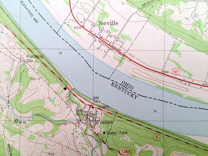 Antique Moscow, Ohio & Willow Grove, Kentucky 1981 US Geological Survey Topographic Map – Washington, Johnsville, Carntown, Bradford, OH KY