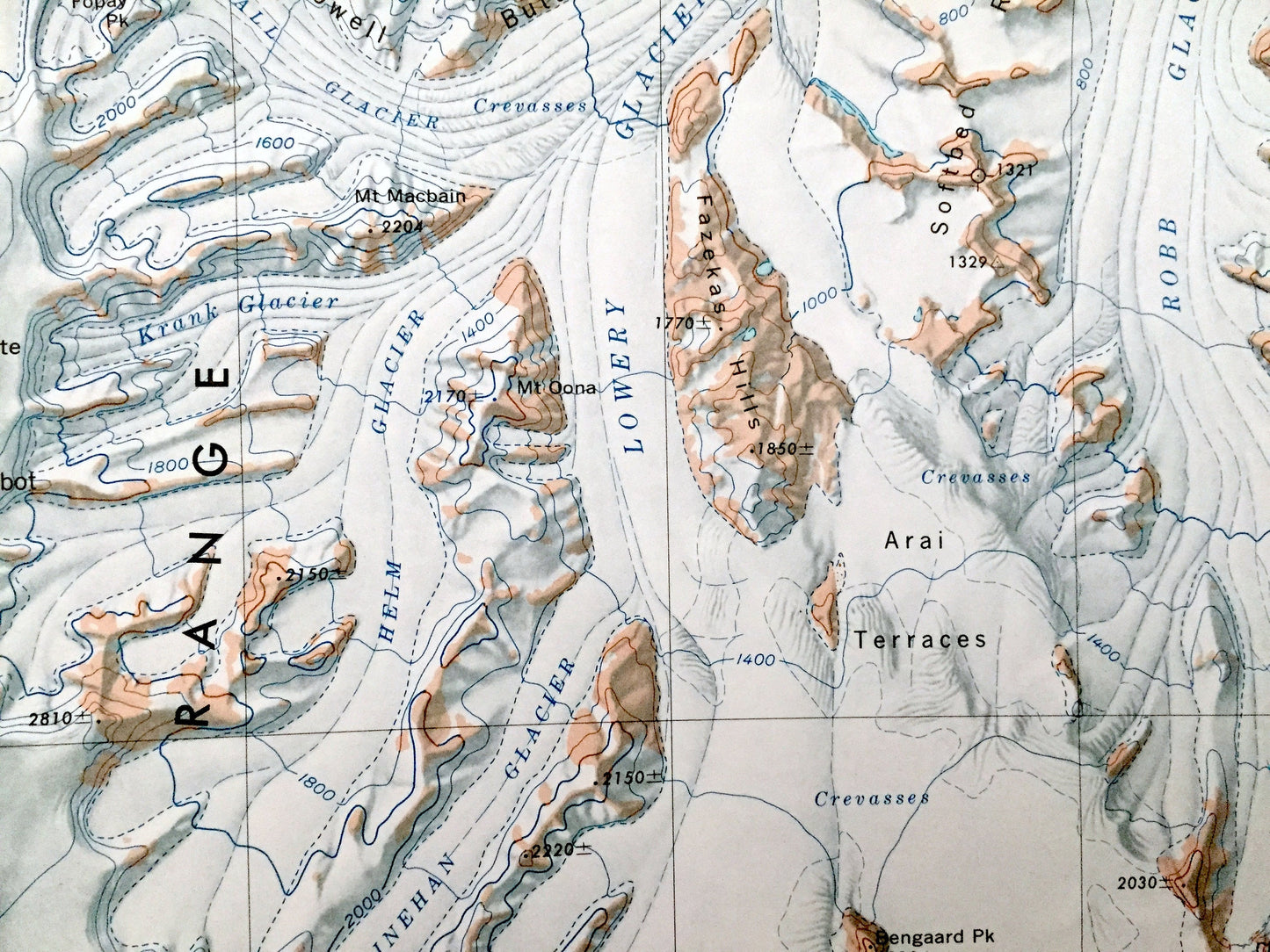 Antique Mount Rabot, Antarctica 1964 US Geological Survey Topographic Map – Marsh Glacier, Queen Elizabeth Range, Nimrod Glacier, Bowden