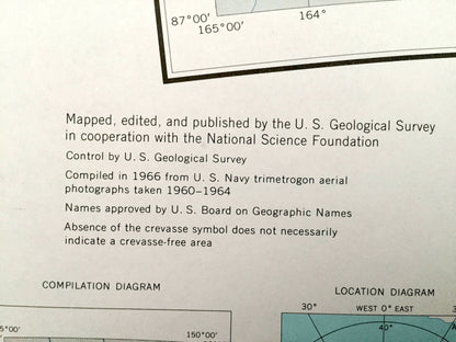 Antique Nilsen Plateau, Antarctica 1966 US Geological Survey Topographic Map – Queen Maud Mountains, Amundsen Glacier Camp, Scott Glacier