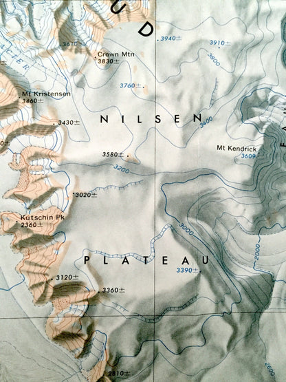 Antique Nilsen Plateau, Antarctica 1966 US Geological Survey Topographic Map – Queen Maud Mountains, Amundsen Glacier Camp, Scott Glacier