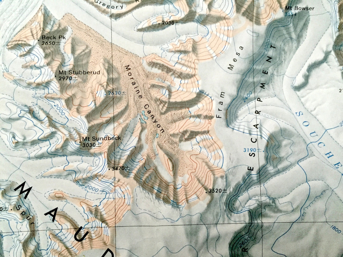 Antique Nilsen Plateau, Antarctica 1966 US Geological Survey Topographic Map – Queen Maud Mountains, Amundsen Glacier Camp, Scott Glacier