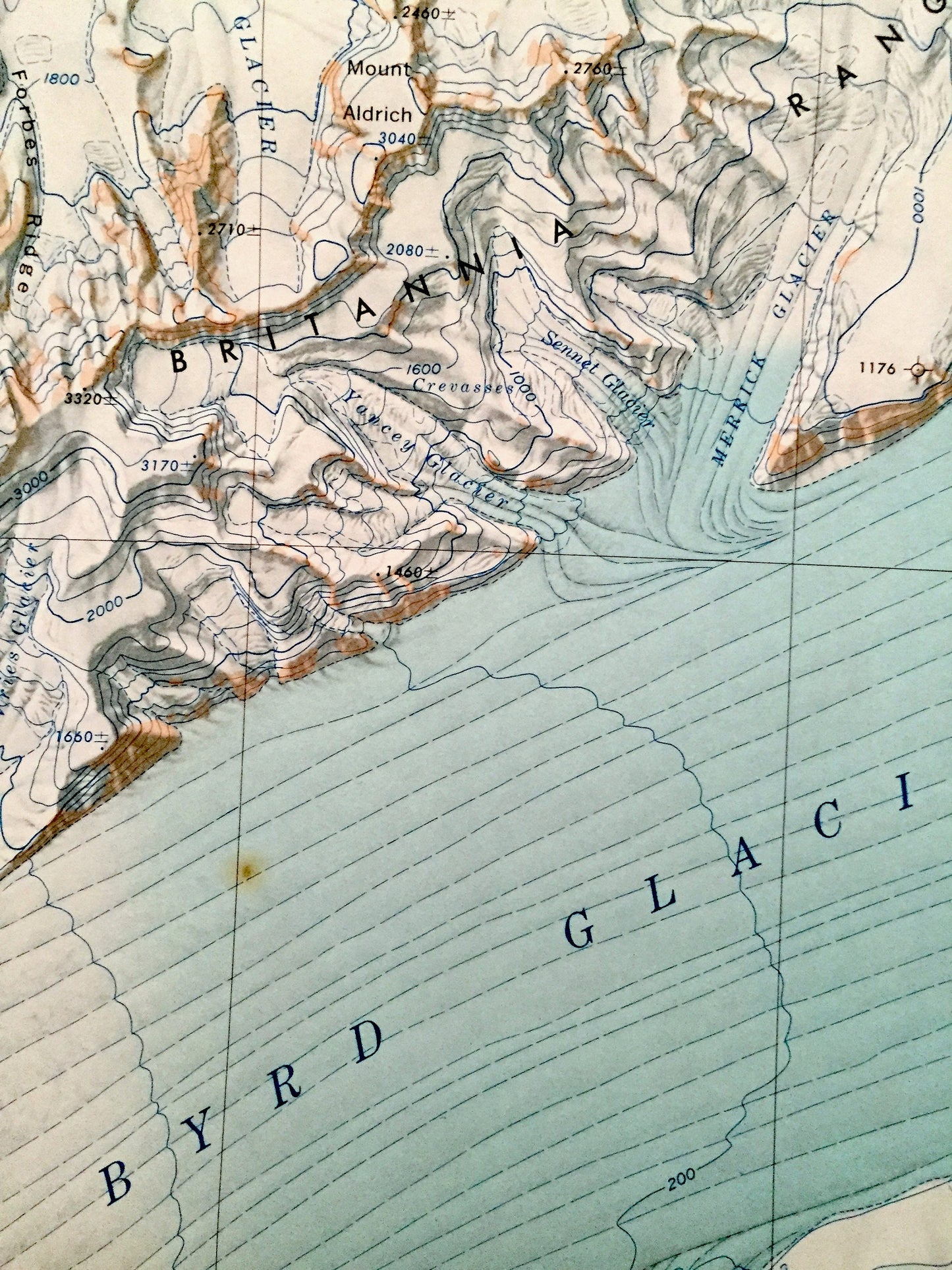 Antique Cape Selborne, Antarctica 1963 US Geological Survey Topographic Map – Ross Ice Shelf, Byrd Glacier, Churchill Range, Britannia Range