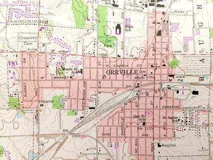 Antique Orrville, Ohio 1961 US Geological Survey Topographic Map – East Union, Green, Smithville, Weilersville, Apple Creek, Sugar Creek