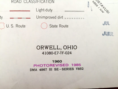 Antique Orwell, Ohio 1960 US Geological Survey Topographic Map – Rome, New Lyme, Colebrook, Dodgeville, South New Lyme, Ashtabula, Trumbull
