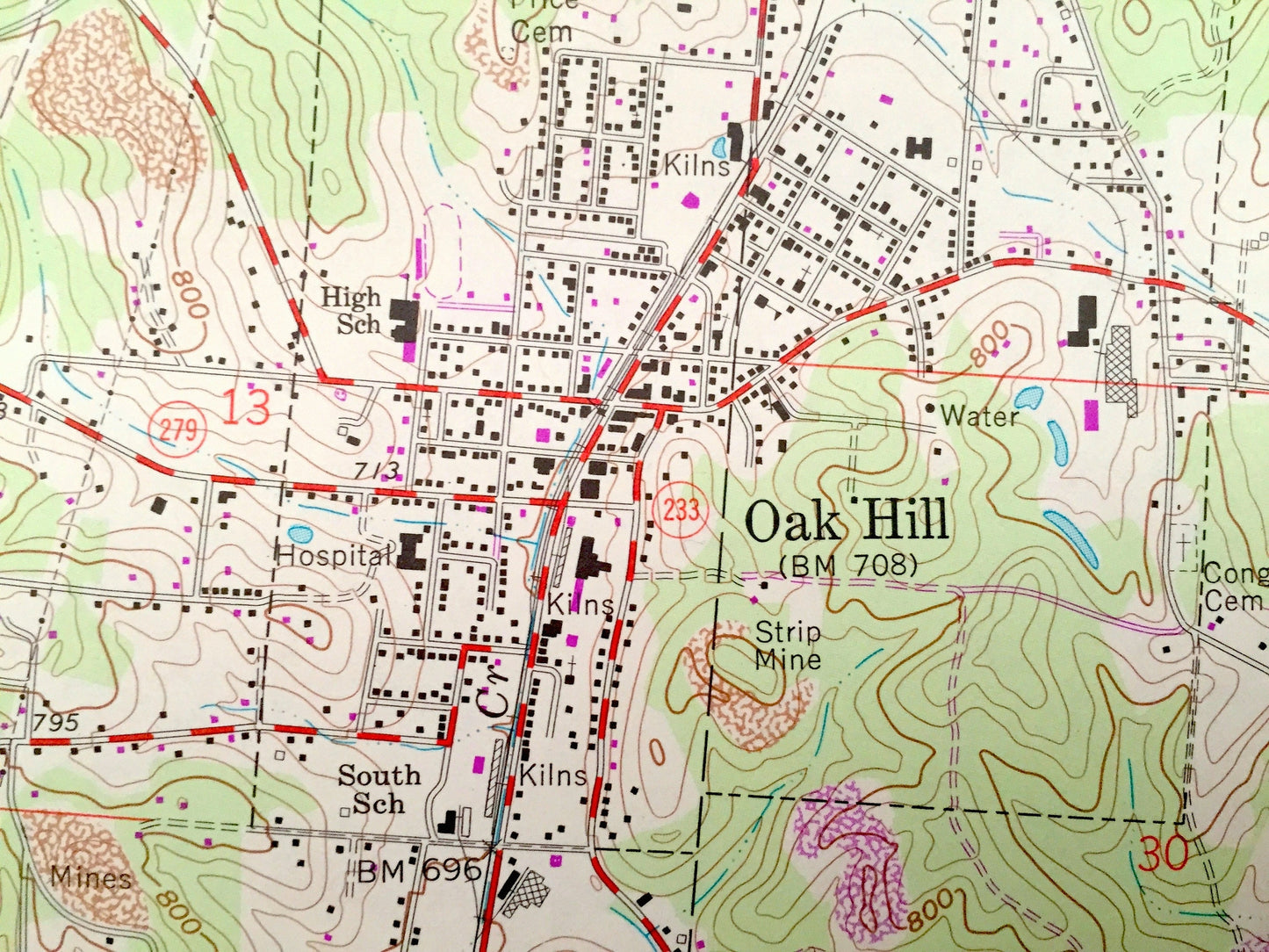 Antique Oak Hill, Ohio 1961 US Geological Survey Topographic Map – Jackson County, Franklin, Jefferson, Madison, Bloomfield, Pyro, Lake, OH